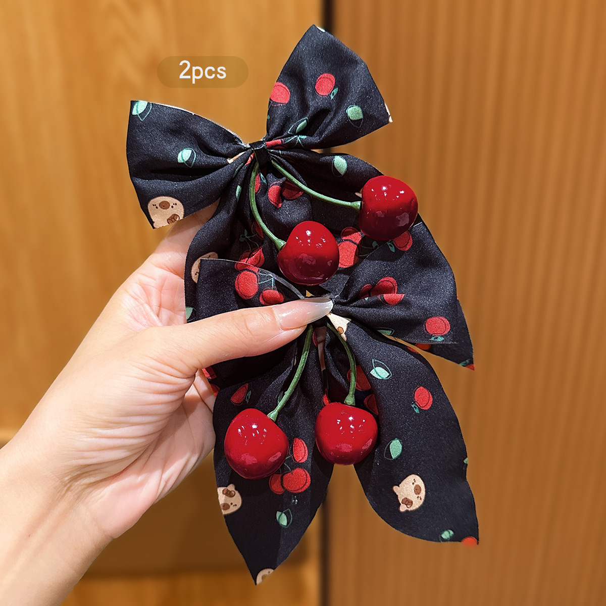 Women'S Affordable Accessories - 2 Sweet Cherry Bow Hair Clips
