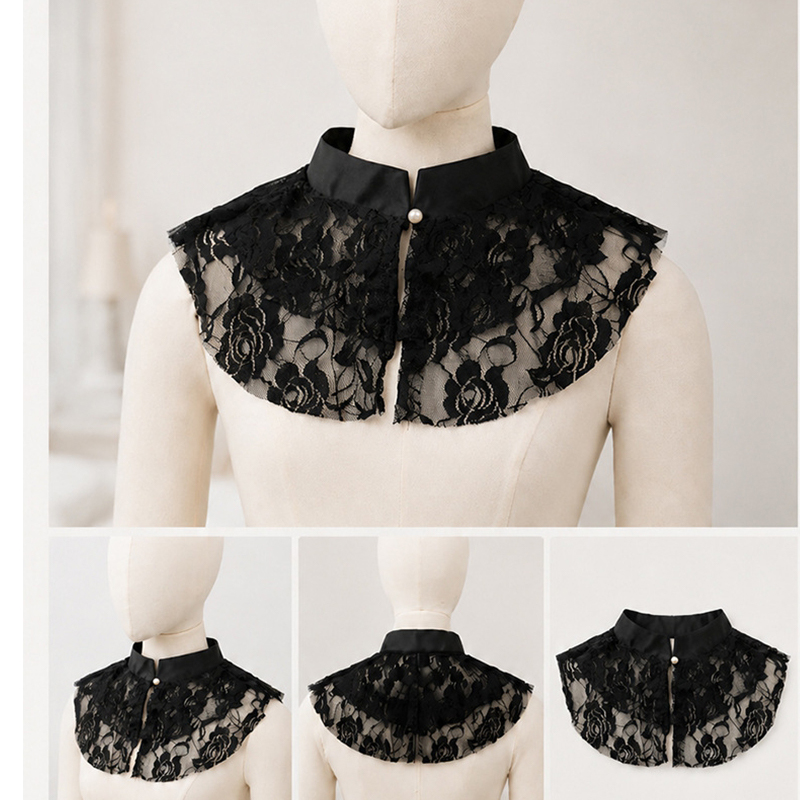 Women'S Accessories For Neck - Elegant Lace Floral False Collar shawl