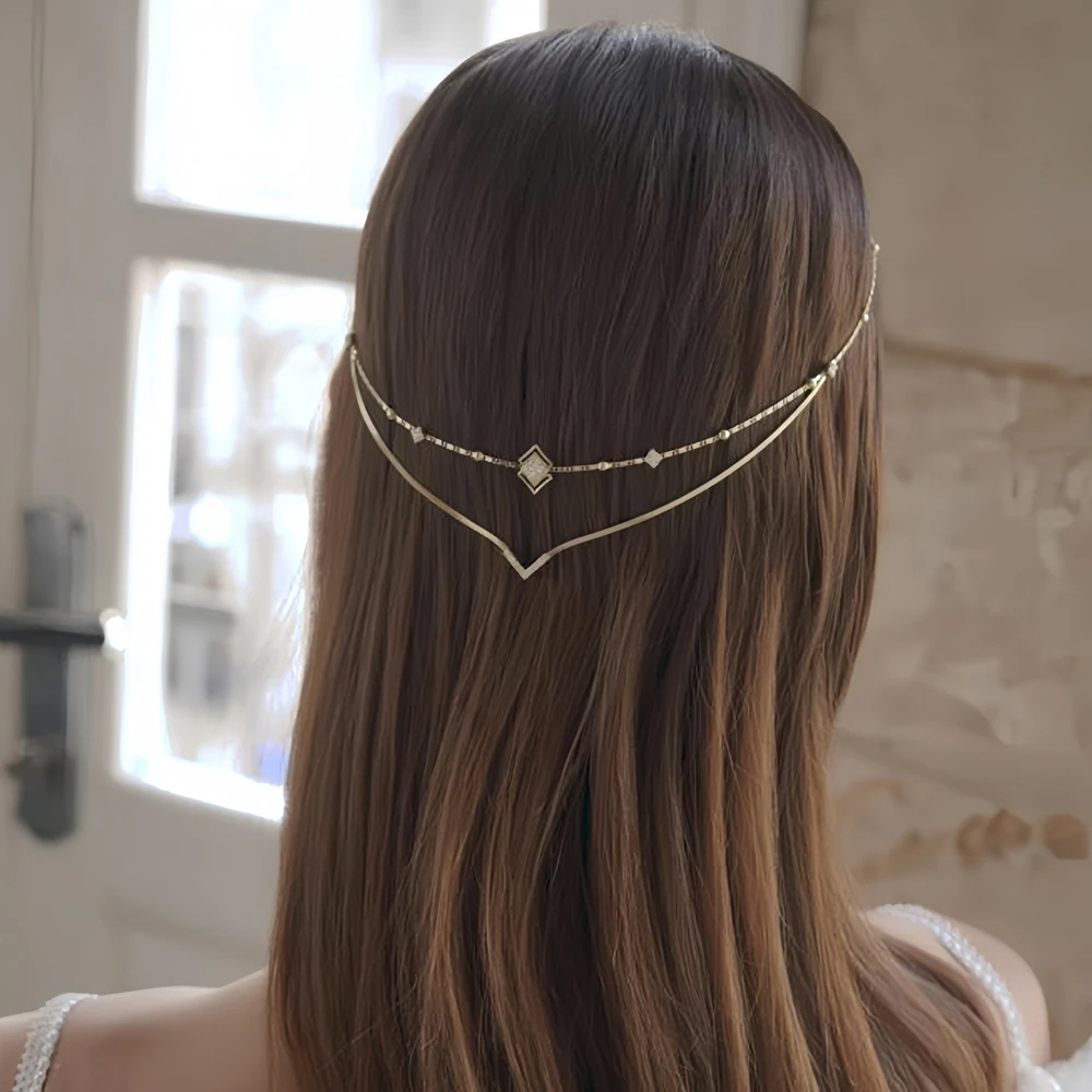 Charm Rhinestone V Hair Chain  - Women Accessories India review and price