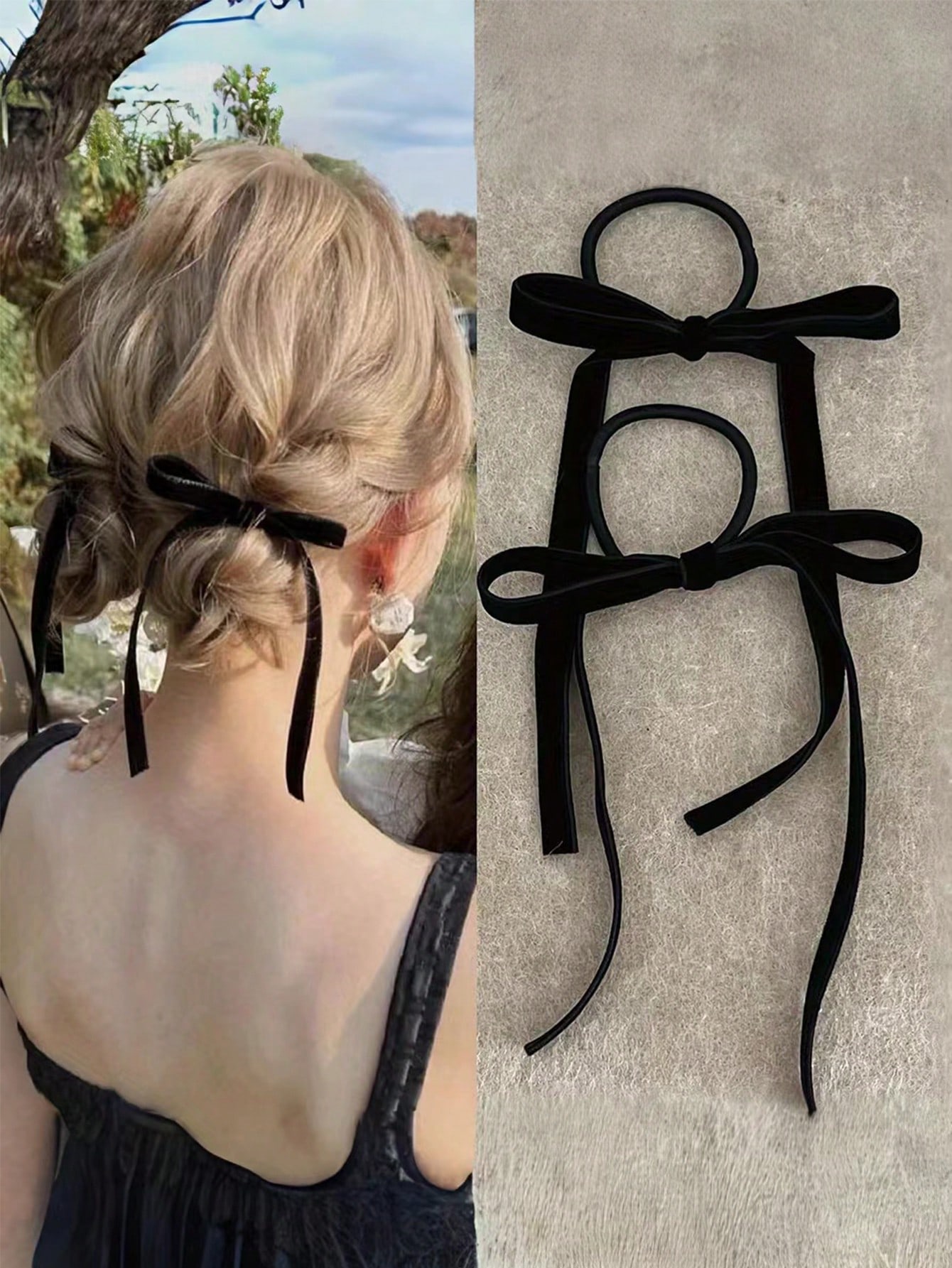 2/8pcs Fashion Black Velvet Bo - Hair Tie Velvet review and price