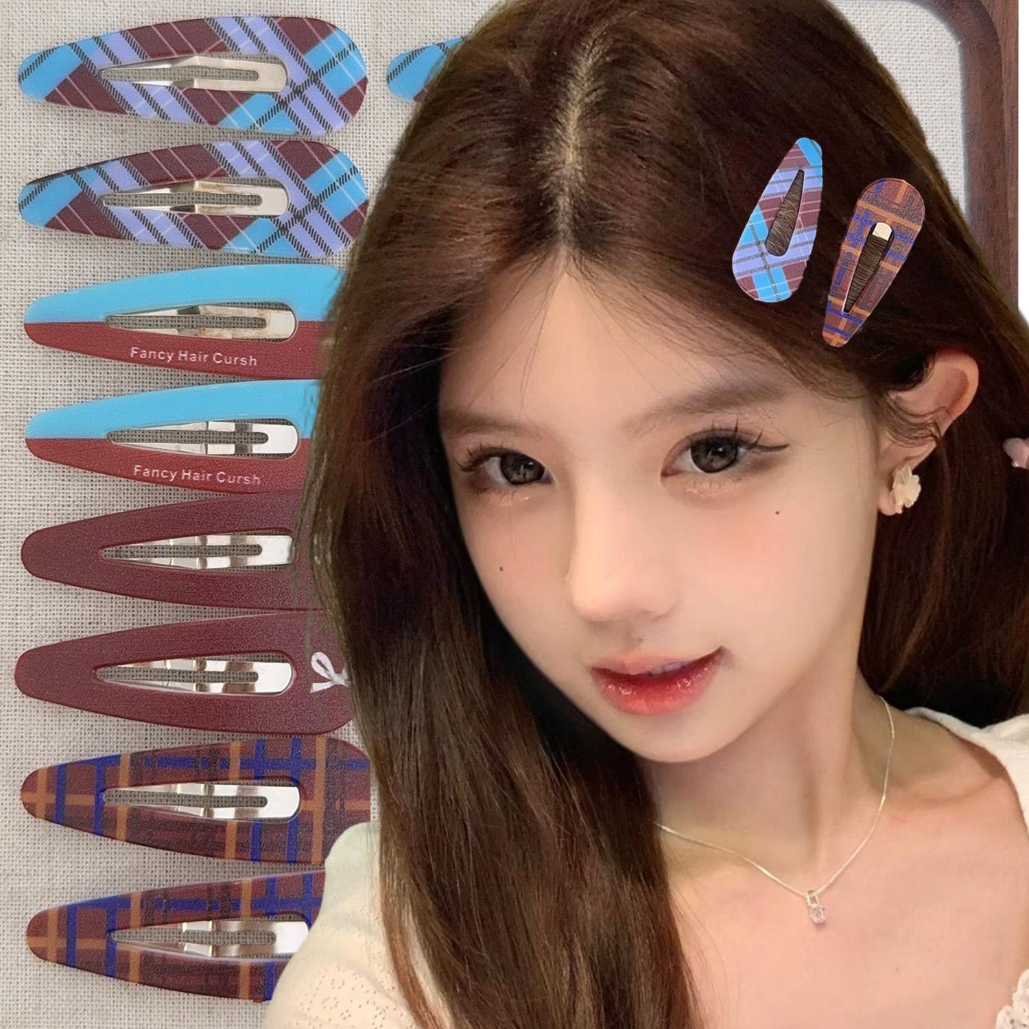 2/8pcs Red Plaid BB Hairpins C - Women Accessories Dropshipping review and price