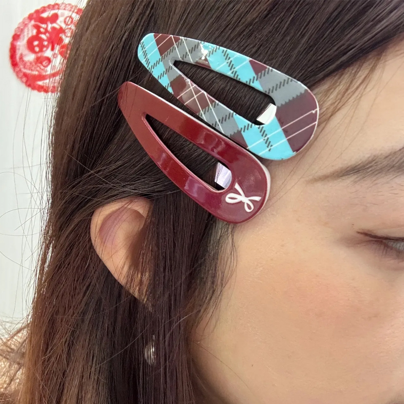 2/8pcs Red Plaid BB Hairpins C - Women Accessories Dropshipping review and price