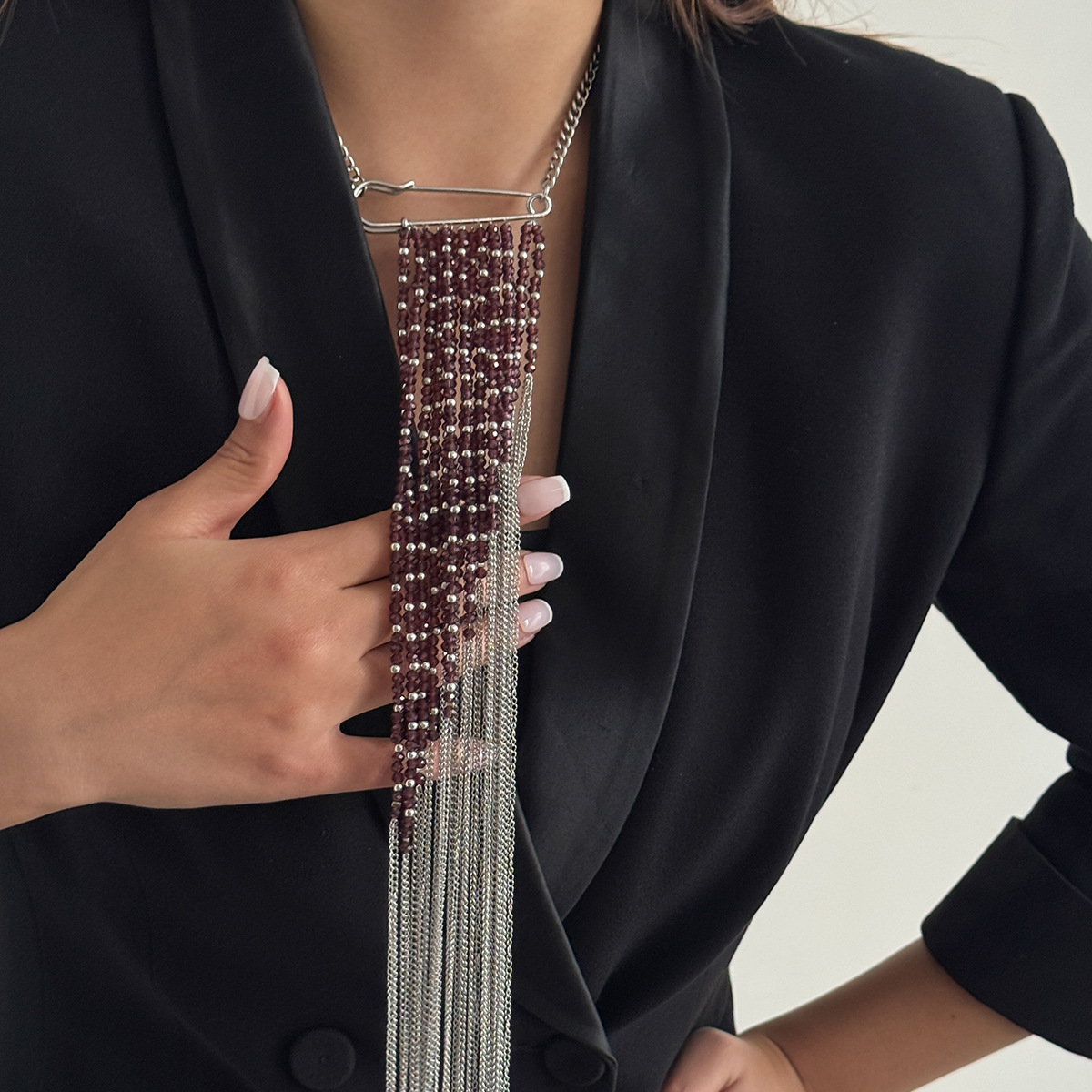 Silver Color Tassel Chain Broo - Women Accessories Products review and price