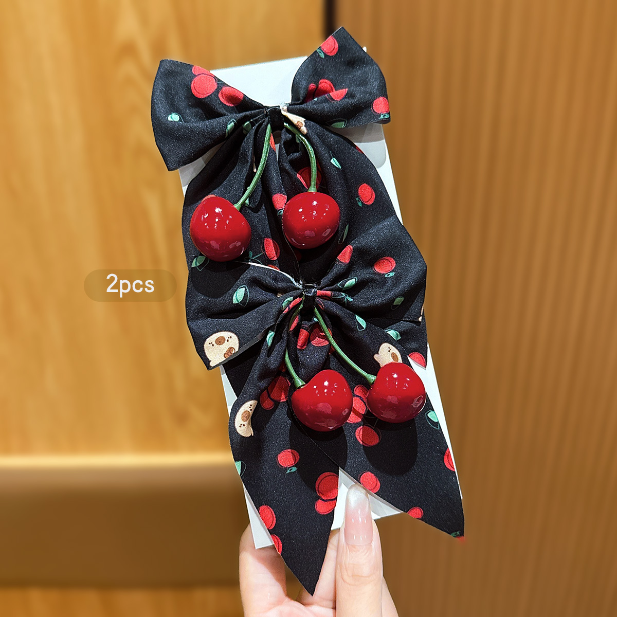 2 Sweet Cherry Bow Hair Clips  - Women'S Affordable Accessories review and price