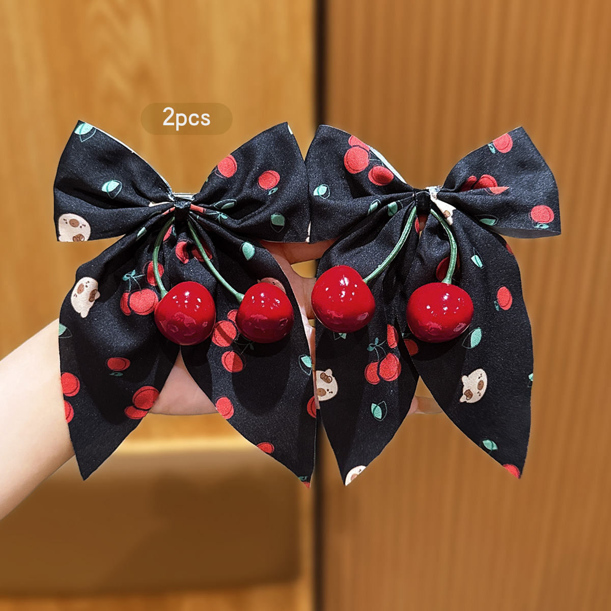 2 Sweet Cherry Bow Hair Clips  - Women'S Affordable Accessories review and price