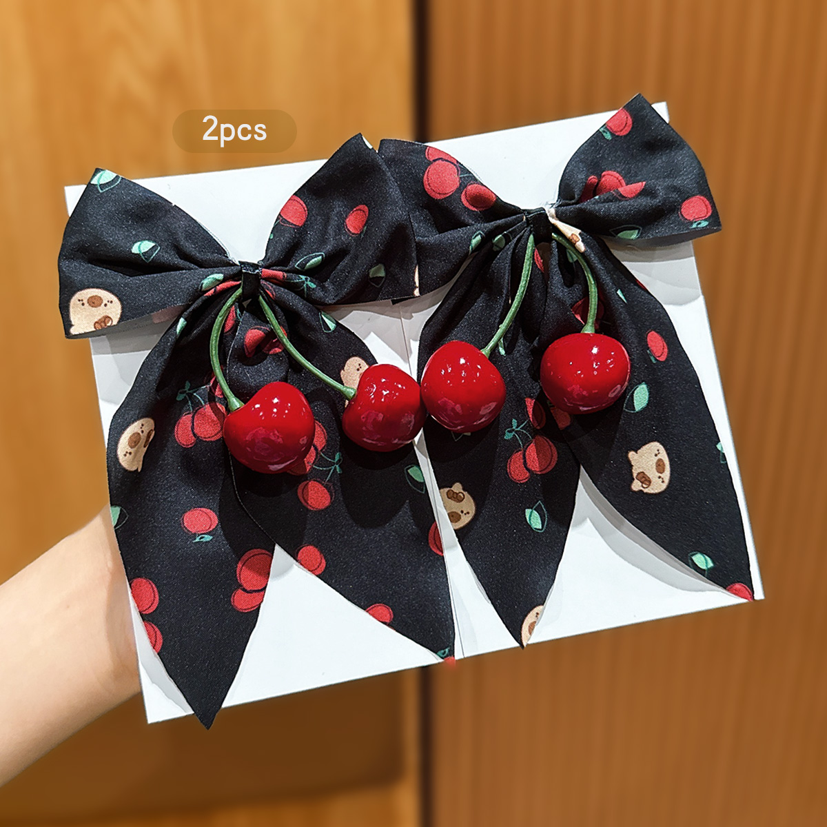 2 Sweet Cherry Bow Hair Clips  - Women'S Affordable Accessories review and price