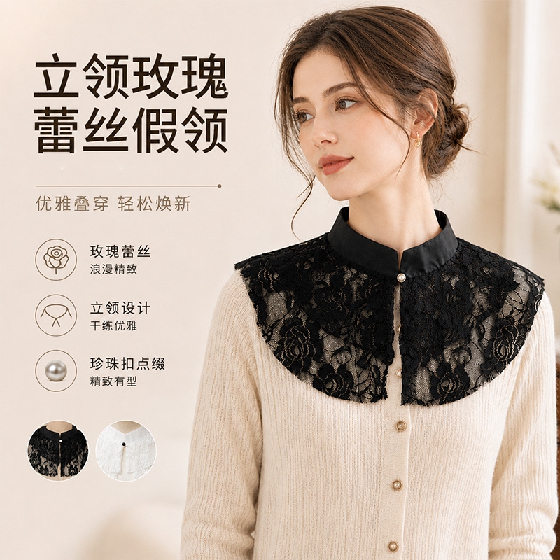 Elegant Lace Floral False Coll - Women'S Accessories For Neck review and price